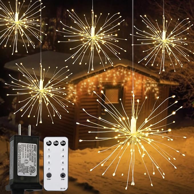 10 Pcs Total 1000 LED Firework Copper Wire Lights, 8 Modes Fairy Twinkle Lights Plug in String Lights 1M/3.3FT | Lumora