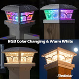 SIEDiNLAR Solar Post Cap Lights Outdoor 2 Color Modes LED for 4x4 5x5 6x6 Wooden Vinyl Posts Fence Patio Deck | Lumora
