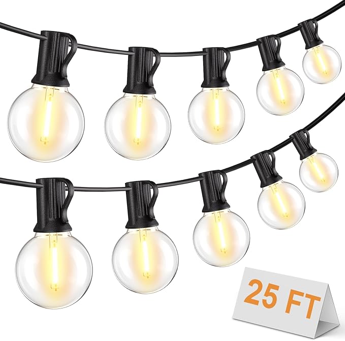 Bomcosy CA 25FT G40 LED Globe String Lights Black | Lumora