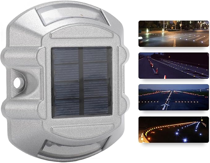 ZJchao Solar Road Stud Light, LED Solar Pathway Marker Powered Road Marker with 6V 1.8W Panel IP68 800M Visibility for Sidewalk Stair Garden Ground (Red Light)