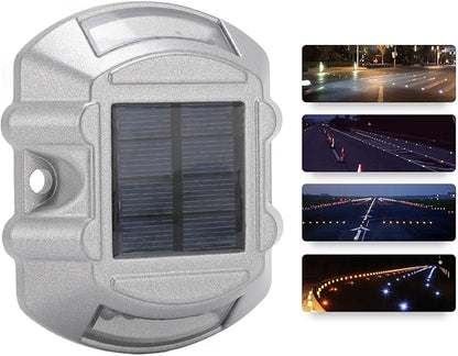 ZJchao Solar Road Stud Light, LED Solar Pathway Marker Powered Road Marker with 6V 1.8W Panel IP68 800M Visibility for Sidewalk Stair Garden Ground (Red Light)