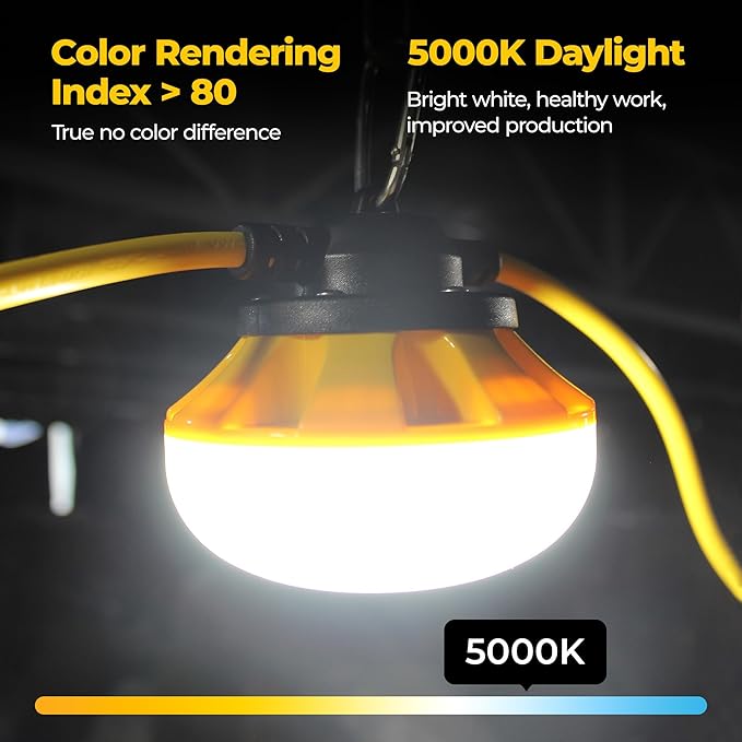 100ft Construction String Lights: 100w 11000lm ETL Certified Bright Industrial Outdoor Temporary Lighting Led | Lumora