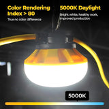 100ft Construction String Lights: 100w 11000lm ETL Certified Bright Industrial Outdoor Temporary Lighting Led | Lumora