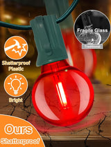 SUNSGNE 50FT Vintage Christmas Lights Outdoor, G40 LED Globe Outdoor Christmas Lights with 27 LED Clear Red Green | Lumora