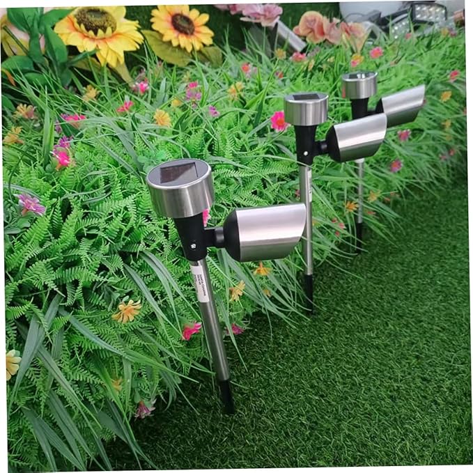 POPETPOP 2pcs Solar Pathway Lights Outdoor Solar Garden Stake Lamps Energy-Saving Landscape Lighting for Lawn and Patio Warm Illumination