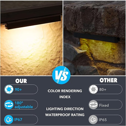 Hardscape Lighting Retaining Wall Lights IP67 Waterproof, 7 Inch LED Outdoor Step Lights Low Voltage 12V, 2700K, Landscape Lights for Outdoor Kitchen Stone Walls Patio Deck Stair (Warm White, 12 Pack)