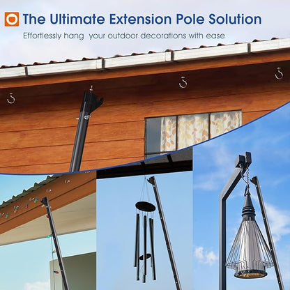 addlon 102FT(96+6) Solar String Lights and Telescopic Extension Pole for Hanging Christmas Lights