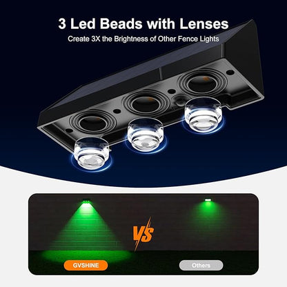 8 Pack Color Changing Solar Powered Fence Lights Outdoor Decorative LED Waterproof Yard Lamps for Outside Wall, Deck, House Patio, Rail, Stair, Backyard, Pool Cage, 3X Lens Designed for 3X Brightness