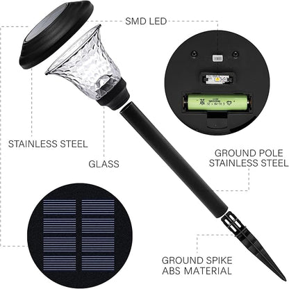 GIGALUMI 8 Pack Solar Pathway Lights, Solar Garden Lights Outdoor Warm White, Waterproof Led Path Lights for Yard, Patio, Landscape, Walkway (Black)