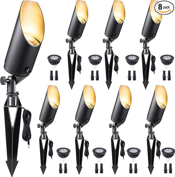 Gardenreet Brass Spot Light Low Voltage - Outdoor Landscape Spotlights, 12V Landscaping LED Uplights, Hard-Wired | Lumora