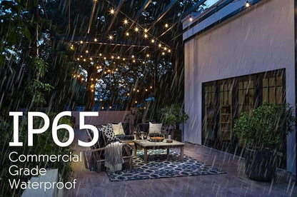 Solar String Lights Waterproof LED Indoor/Outdoor Hanging Umbrella Lights with 30 Bulbs - 50 Ft Patio Light for Deckyard Tents Market Cafe Gazebo Porch Party Decor