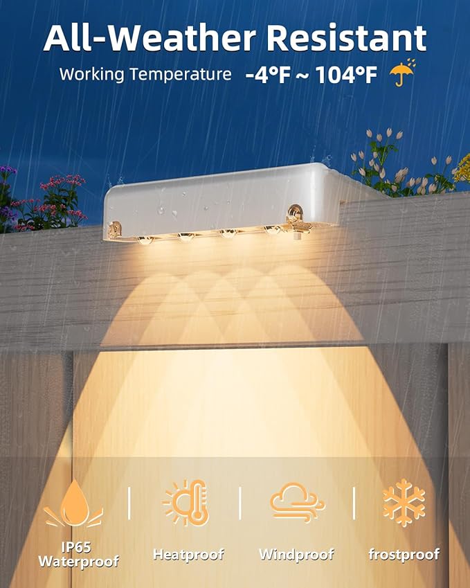 VOLISUN Solar Deck Lights 12 Pack, Warm White Glow LED Large Size Lamp, IP65 Waterproof Step Lights Outdoor for | Lumora