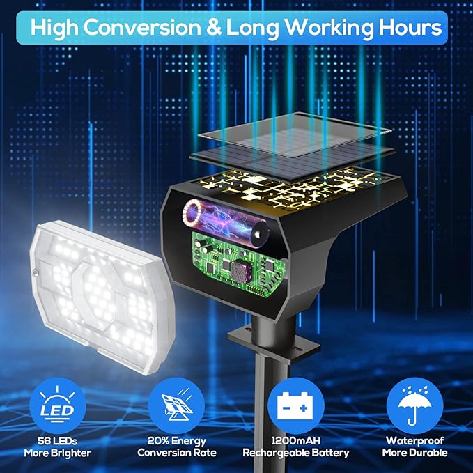 NYMPHY Solar Lights Outdoor Waterproof IP68, 56 LED 3 Lighting Modes Solar Powered Garden Yard Spot Solar Lights | Lumora