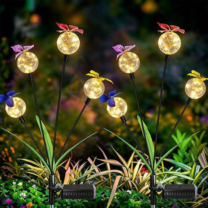 Solar Garden Lights, Swaying Butterfly Light, Swaying in The Wind, Solar Outdoor Lights, Yard Patio Pathway Decoration, Flexibility Iron Wire & Realistic Butterflies (Yellow)