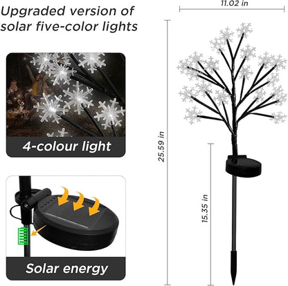 Upgrade Snowflake Solar Christmas Lights Outdoor - 2PACK 40LED Snowflake Pathway Lights for Outdoor Christmas Decorations,Waterproof Solar Garden Lights for Yard Xmas Party Decor(Cool White)