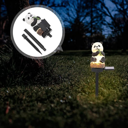 GANAZONO Solar Lawn Stake Lamp Outdoor Solar Powered Panda Garden Light Decorative Landscape Pathway Lighting for Patio Yard Lawn 16.92X2.95X2.16In