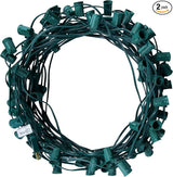 C9 Light Strand, 2 Pack 100 FT Outdoor String Lights Christmas Stringer with 100 Sockets for Christmas Decor Patio | Lumora