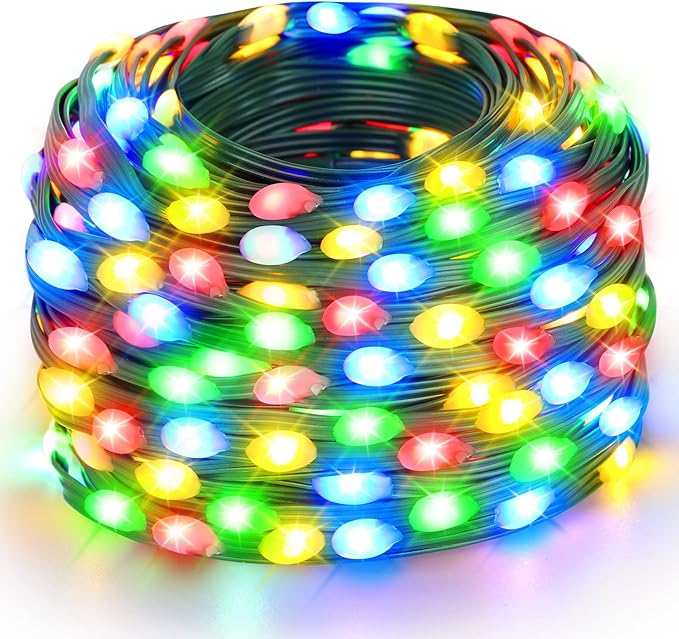 Tcamp 164FT 500 LED Christmas Lights Outdoor, 8 Modes Christmas Tree Lights with Timer Memory Function, Green Wire Fairy String Light for Xmas Holiday Party Bedroom Indoor Decor (Colored)