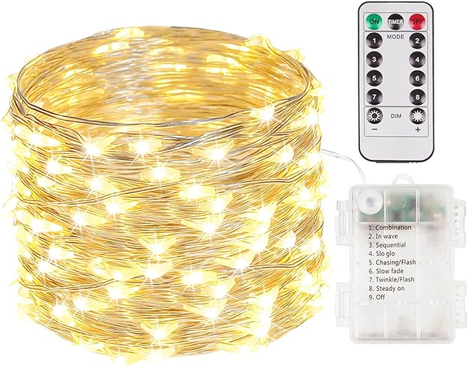 100 LED Fairy Lights Battery Operated with Remote, 33FT Waterproof Twinkle Lights with Timer & 8 Modes, Fairy | Lumora