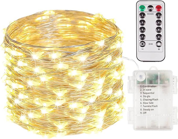 100 LED Fairy Lights Battery Operated with Remote, 33FT Waterproof Twinkle Lights with Timer & 8 Modes, Fairy | Lumora