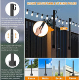 zoegi 8 Pack 2.8FT String Light Poles,Light Poles for Outside Lights with Fork,Outdoor Brackets Hanging | Lumora