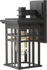 zeyu 1-Light Exterior Wall Mount Light Fixtures, Outdoor Wall Sconce Lantern in Black Finish with Clear Glass | Lumora