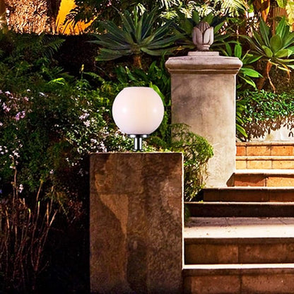 200MM Led Solar Post Light Outdoor Round Ball Landscape Light for Exterior House Garden Yard Patio Fence Deck, White, Random Base