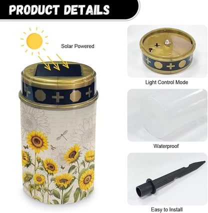 Solar Lights for Outside Garden Pathway Lights,Sunflower Outdoor Waterproof Lights for Yard Decor Solar Powered Landscape Lighting for Walkways Driveway Sidewalk Patio Lawn