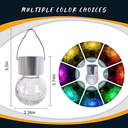 GIGALUMI Solar Lights Outdoor Waterproof ,12 Pack Solar Hanging Lights Garden Decor,Gifts for Women Mom Grandma,Christmas Outdoor Lantern Cracked Glass for Yard, Fence, Tree(Color Changing)