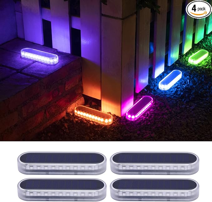 Honalia Solar Dock Driveway Lights Outdoor, RGB Color Changing Solar Powered Waterproof, Driveway Markers Concrete | Lumora