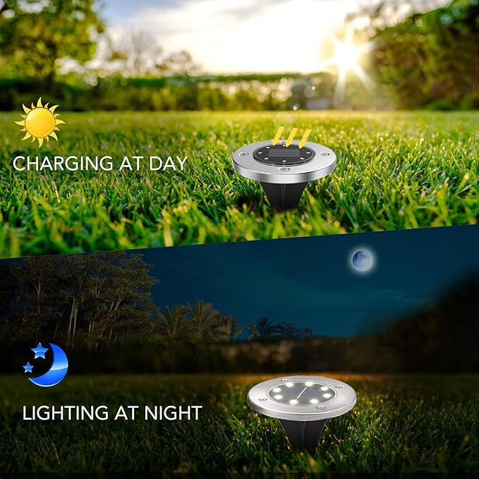 Aogist Solar Ground Lights, LED Garden Disk Lights In-Ground Outdoor Landscape Lighting for Lawn Patio Pathway Yard | Lumora