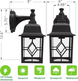LIT-PaTH Dusk to Dawn Outdoor Wall Lantern, Matte Black Large Exterior Wall Light Fixture, E26 Base, Anti-Rust | Lumora