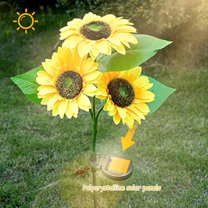 Sunflowers Solar Pathway Lights, Outdoor Lighting Landscaping Solar Garden Lights, for Landscape, Patio, Pathway Decor