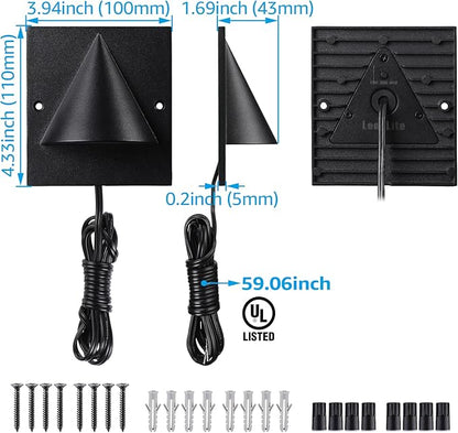 LEONLITE 3CCT Low Voltage LED Deck Light, 12-24V AC/DC Landscape Step Railing Fence Light, IP65 Waterproof, ETL Listed, IP65 Waterproof, Step Lights for Garden, Yard, Aluminium, Black, Pack of 4
