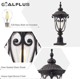 Outdoor Post Light Fixture with Pier Mount, 24 Inch High Vintage Post Lamp for Yard, Antique Bronze Exterior | Lumora