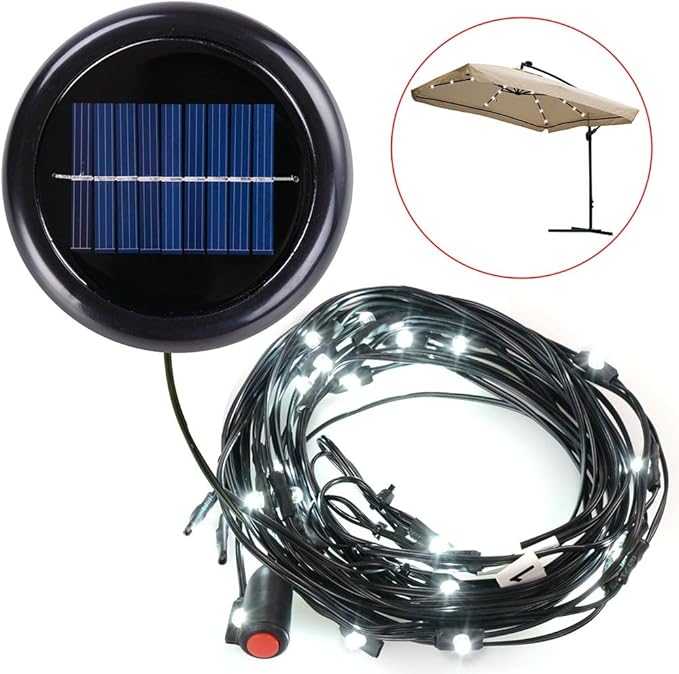 Yescom Solar String Light 40 LED Fit for 9 ft 8 Ribs Patio Offset Umbrella Outdoor Yard Party Wedding with Clips | Lumora