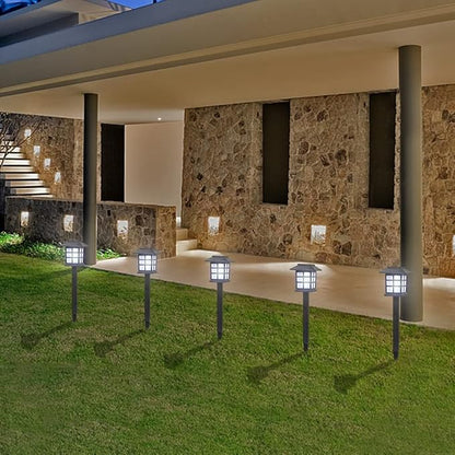 6 Pack Outdoor Solar Pathway Lights,Waterproof Solar Powered Outdoor Pathway Garden Lights,Solar Powered Landscape Lighting,with Auto On/Off,for Yard, Deck, Lawn, Patio, Walkway Decoration (Black)