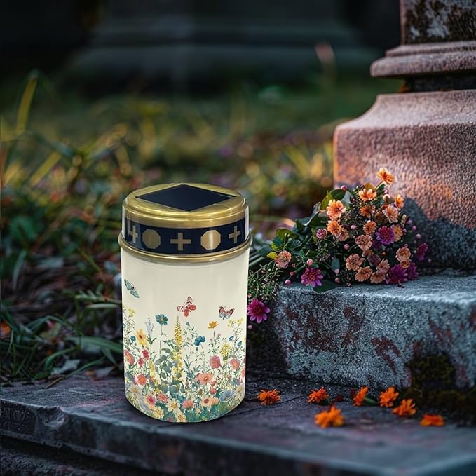 Butterfly Cemetery Solar Lights Solar Lights Outdoor Floral Waterproof Lights Cemetery for Yard Garden Solar Lights Outdoor Cemetery Decorative Eternal Lights for Cemetery Solar Powered