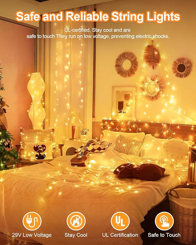 125FT 380 LED Warm Christmas Lights, Plug in Christmas String Lights Connectable, Timer & Memory, Waterproof | Lumora