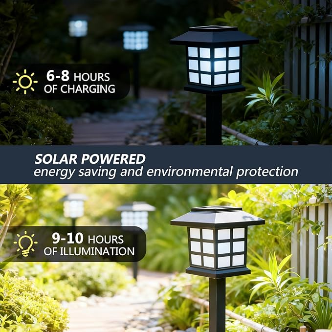 Solar Outdoor Lights,12 Packs LED Solar Garden Lights Outdoor Waterproof,Auto On/Off Path Light,Maintain 8 Hours for Your Garden,Landscape,Path,Yard,Patio,Driveway