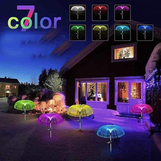Ulalaza 2PCS Garden Solar Lights Multi-Color Changing LED Flower Stake Light Decorative Landscape Lawn Yard Outdoor Lights The Length 58 * 43 * 81mm/2 * 2 * 3inch Colors Light