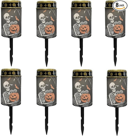 Halloween Skull Solar Pathway Lights,Waterproof Solar Garden Lights Outdoor Solar Walkway Lights Landscape Halloween Decoration Lighting for Yard,Walkway,Patio,Driveway