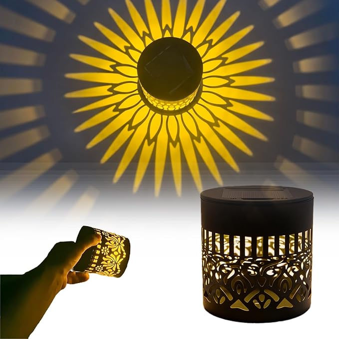 Decorative Solar Mandala Lights, Solar Mandalas Garden Lights Outdoor, New Metal Solar Powered Outdoor Deck Step Wall Light, Waterproof, for Garden Post Patio Backyard Yard Decor (Sunflower 2,1Pcs)