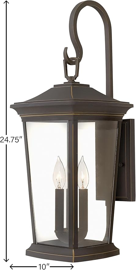 Hinkley Bromley Collection Three Light 4W LED Extra Large Wall Mount Lantern, Oil Rubbed Bronze