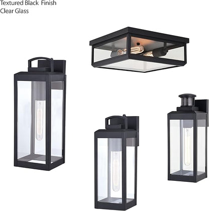 VAXCEL Kinzie Outdoor Porch Light, 5" W x 14.25" H Black Outdoor Lantern, Modern Dusk to Dawn Wall Light for Porch, Patio, Deck, or Front Door