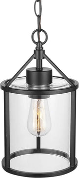 Globe Electric 44619 1-Light Outdoor Pendant, Black, Clear Glass Shade, Bulb Included | Lumora