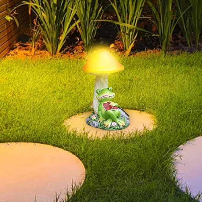 Mushroom Solar Lights - Mushroom Solar Lights Outdoor, Frog Solar Light Resin Figurine Waterproof | Led Mushroom Garden Lights Outdoor Frog Sleeping Sculpture for Patio Yard Lawn Decoration