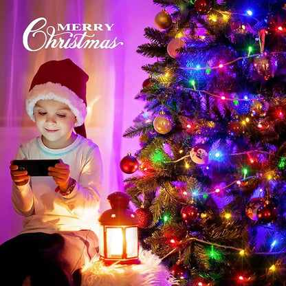 JMEXSUSS 163ft 500 LED Multicolor Christmas Lights Outdoor, Waterproof Clear Wire Colorful String Light, 8 Modes Christmas Tree Lights Plug in for Patio Wedding Party Yard Xmas Tree Decor(Multicolor)