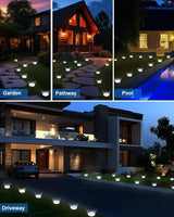 Solar Lights Outdoor Waterproof, 2 Pack 8 LED, Thickened Stainless Steel Ground Light, Solar Garden Lights | Lumora