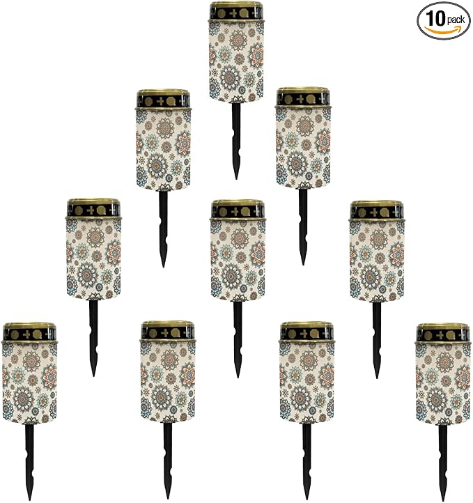 Bohemian Boho Floral Solar Garden Lights Fairy Lights Solar-Powered Lights for Outside,Led Solar-Lantern Flameless Solar Stake Lights Warm White Solar Pathway Lights Landscape Lighting
